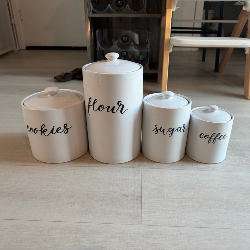 White Kitchen Canister Set